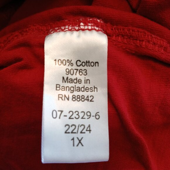 Woman Within Red V-Neck Top 1X 100% Cotton - flaw - Picture 8 of 8